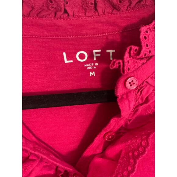 Loft Magenta Long Sleeve shirt size medium - Picture 2 of 6